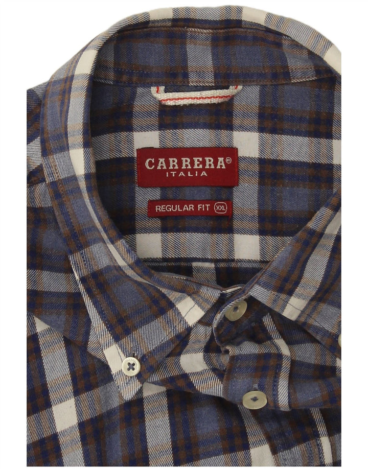 Camicia Carrera da uomo vestibilità regolare in flanella 2XL blu navy a quadri