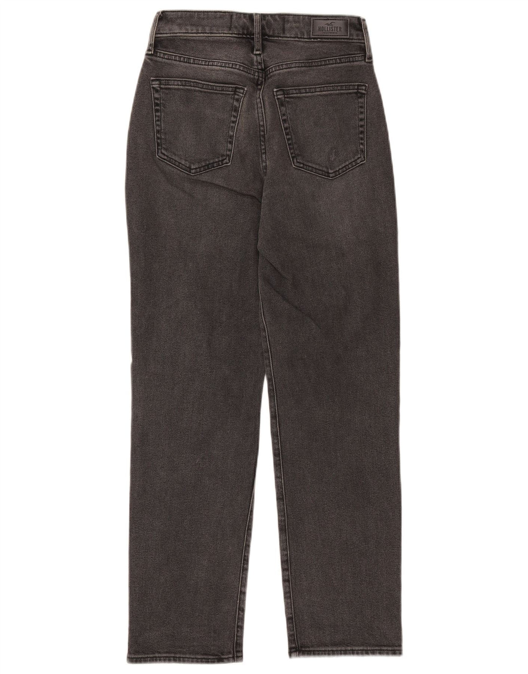 Jeans dritti a vita alta invecchiati HOLLISTER da donna W25 L27 cotone nero