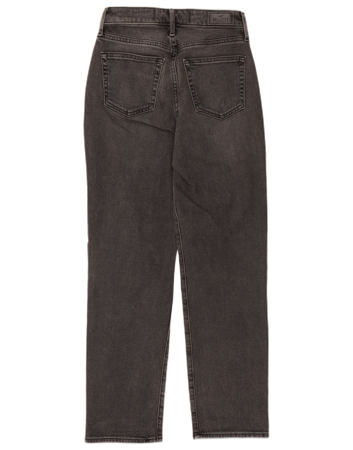 Jeans dritti a vita alta invecchiati HOLLISTER da donna W25 L27 cotone nero