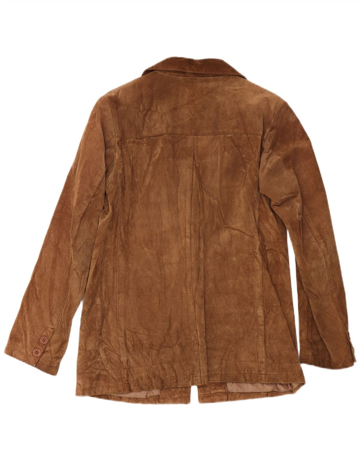 Privilegi Giacca blazer in pelle scamosciata da donna IT 44 Pelle marrone medio