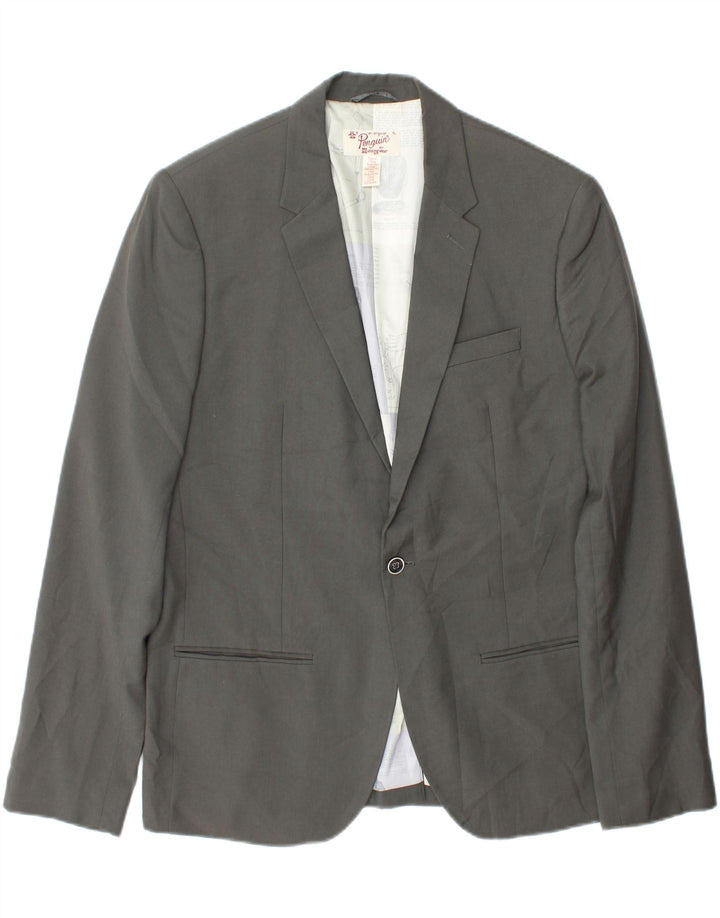 PENGUIN Mens 1 Button Blazer Jacket UK 42 XL Grey Polyester Vintage Penguin and Second-Hand Penguin from Messina Hembry 