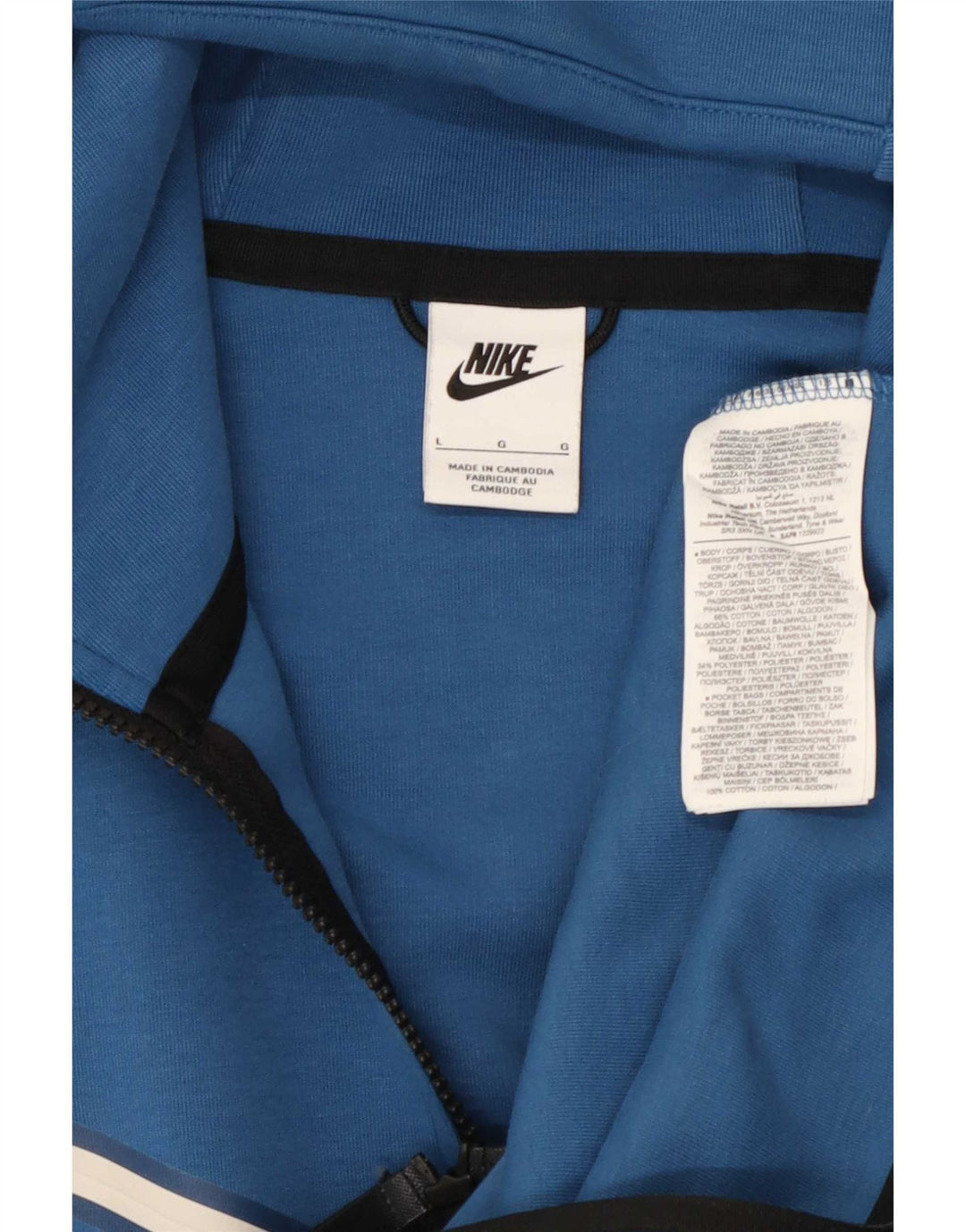 Felpa con cappuccio e zip da uomo Nike in cotone a righe grandi blu