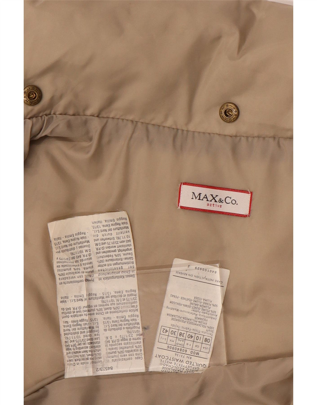 MAX & CO. Gilet imbottito da donna UK 10 piccolo nylon beige