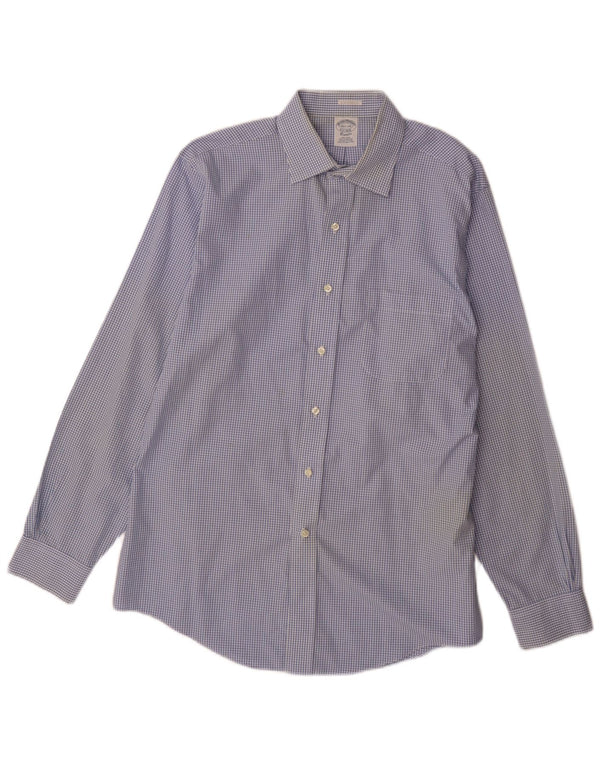 Camicia da uomo dalla vestibilità classica Brooks Brothers taglia 15 1/2 percalle blu medio