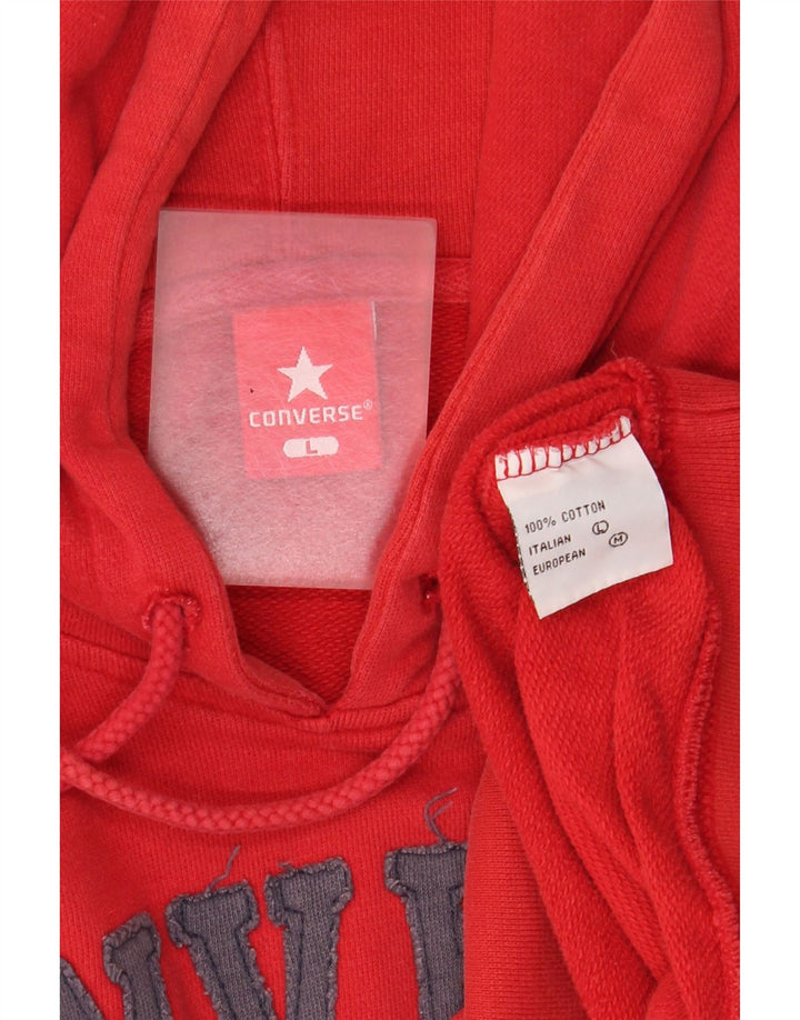 Felpa con cappuccio grafica da uomo Converse grande in cotone rosso