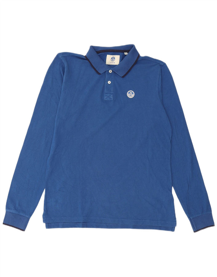 Polo da uomo a maniche lunghe North Sails Large in cotone blu