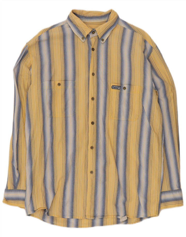 Camicia da uomo VINTAGE in cotone a righe grandi gialle