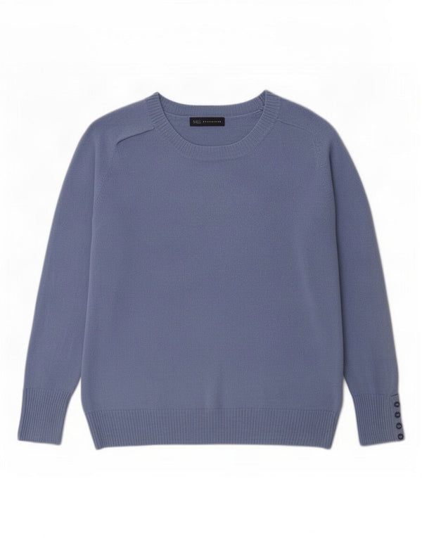 Marks & Spencer Womens Boat Neck Jumper Sweater UK 16 Large Blue Acrylic