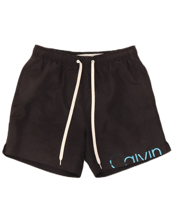 Pantaloncini da bagno grafici da uomo Calvin Klein piccoli neri
