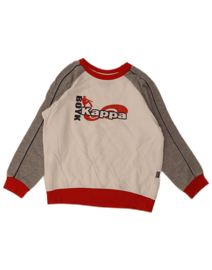 Felpa con grafica Kappa per ragazzi, 6-7 anni, cotone color block bianco