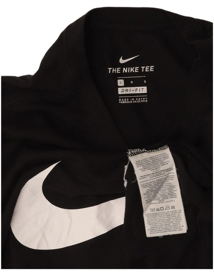 NIKE Mens Dri Fit Graphic T-Shirt Top Large Black Polyester