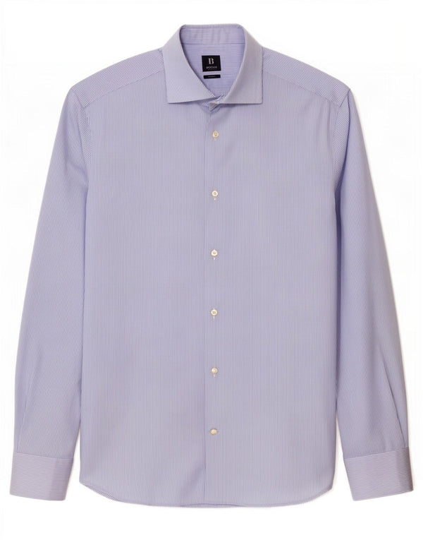 Camicia Boggi Milano Slim Fit da uomo taglia 40 cotone gessato blu medio