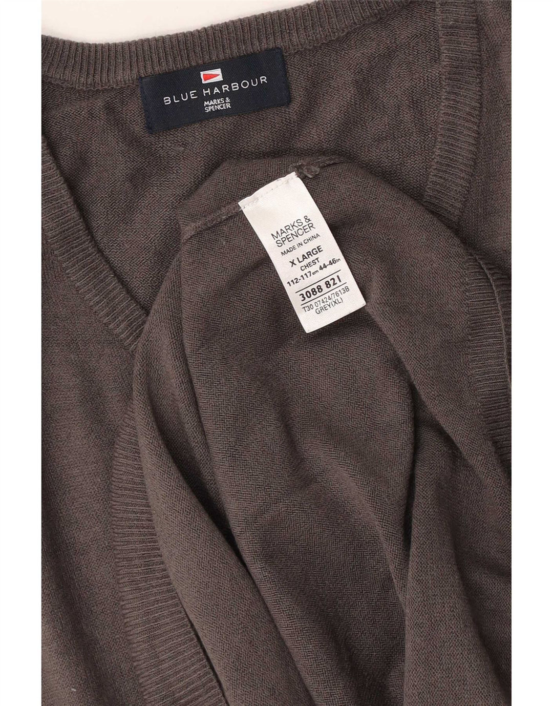 Canotta da uomo Marks & Spencer blu Harbour Vest XL grigio acrilico