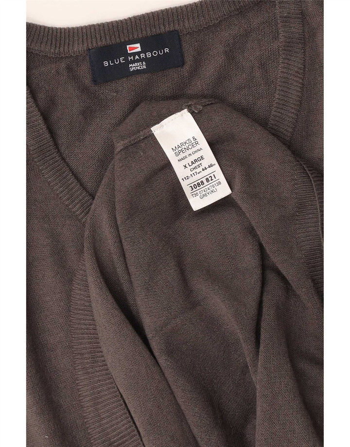 Canotta da uomo Marks & Spencer blu Harbour Vest XL grigio acrilico