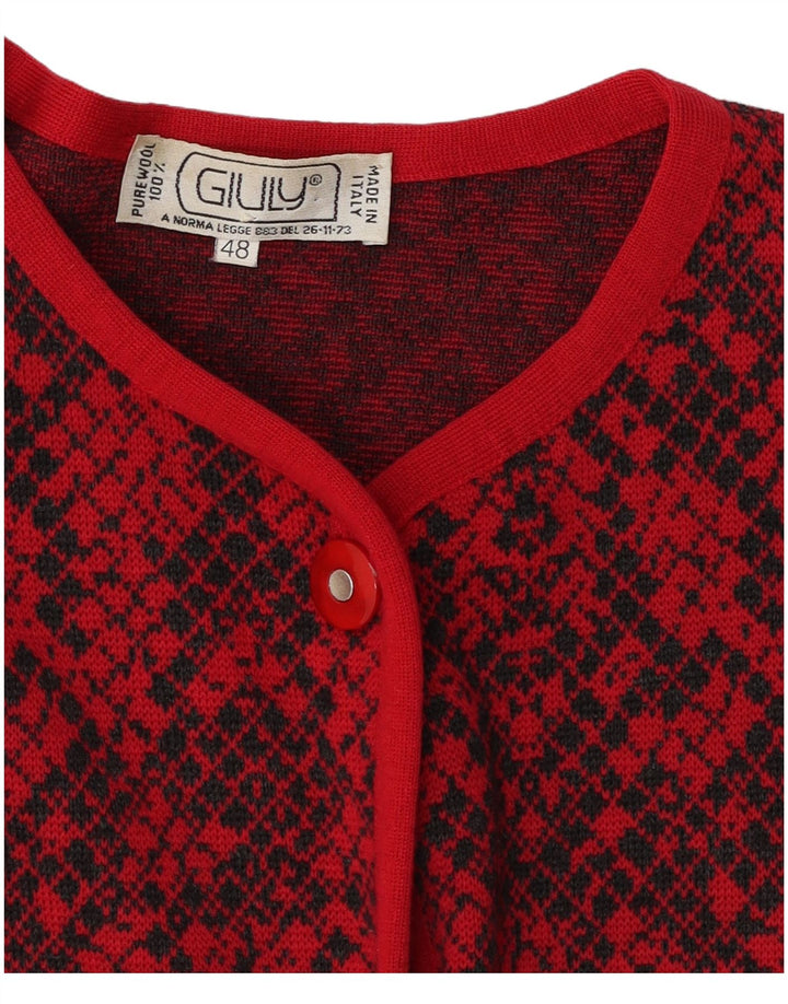 Maglia Cardigan Donna Giuly IT 48 XL Rosso Fair Isle Lana
