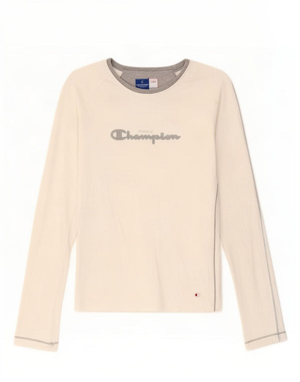 Champion Womens Heritage Classics Graphic Top manica lunga UK 8 Small Bianco