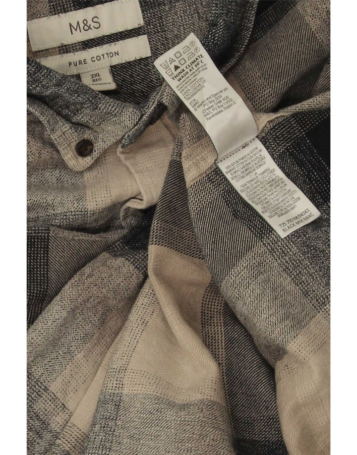 Camicia in flanella vestibilità regolare da uomo Marks & Spencer 2XL Cotone a quadri beige