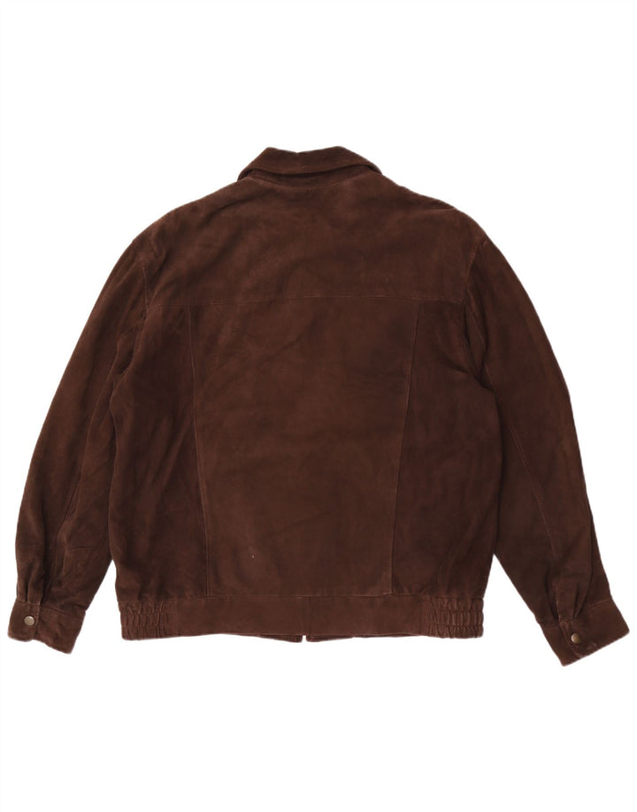 Giacca da uomo in pelle scamosciata Poggiani Mirella IT 50 Large in pelle marrone