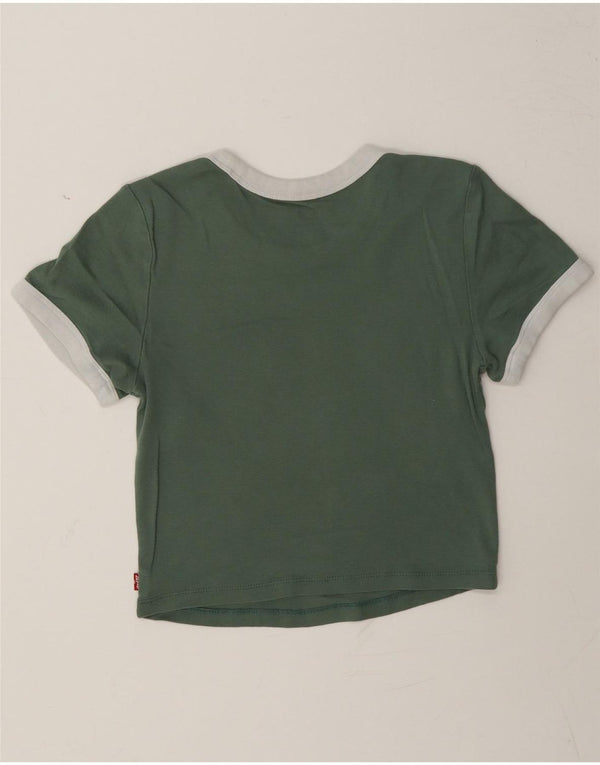 Levi's T-shirt grafica corta da donna Top UK 6 XS Cotone color block verde