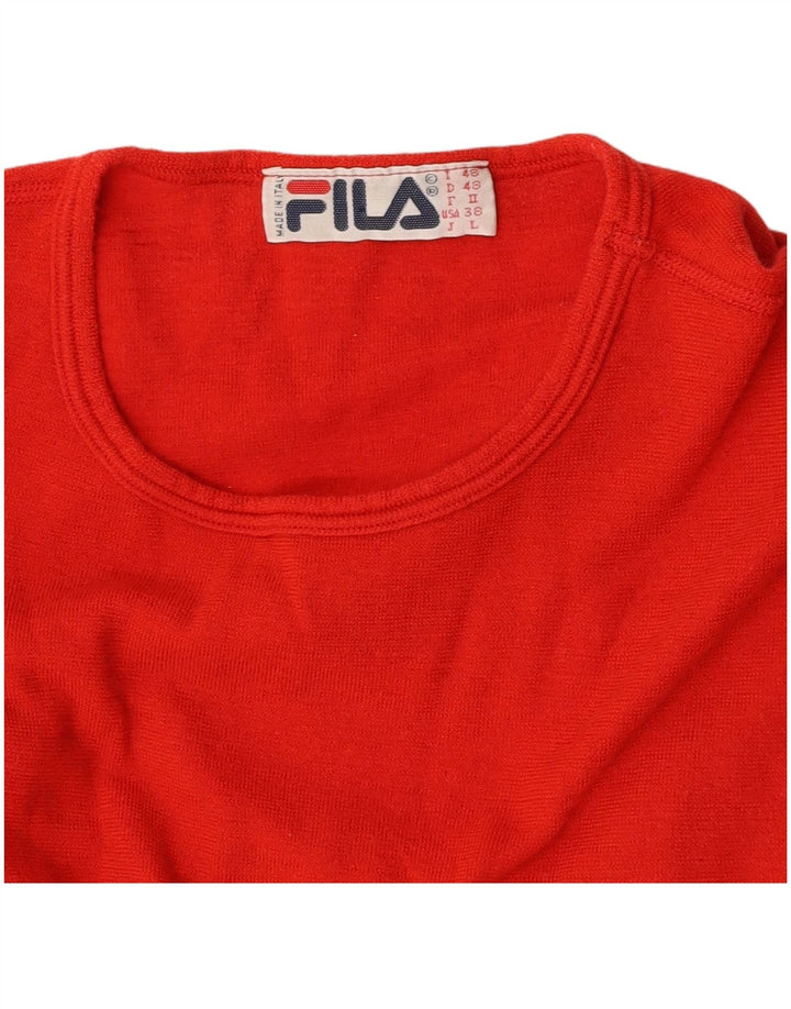 Top corto da donna FILA manica lunga IT 48 Large Rosso