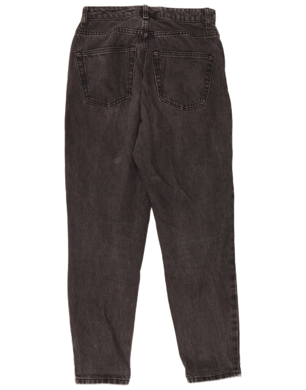 Topshop Jeans affusolati a vita alta mamma da donna UK 8 piccoli W26 L26 Cotone grigio