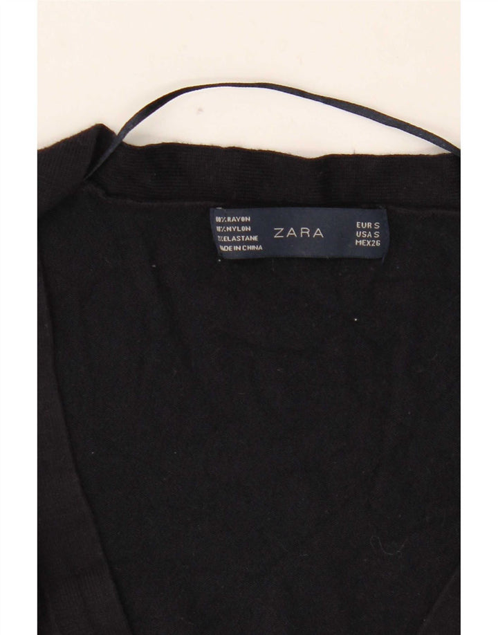 Maglione cardigan da donna Zara UK 10 piccolo rayon blu navy