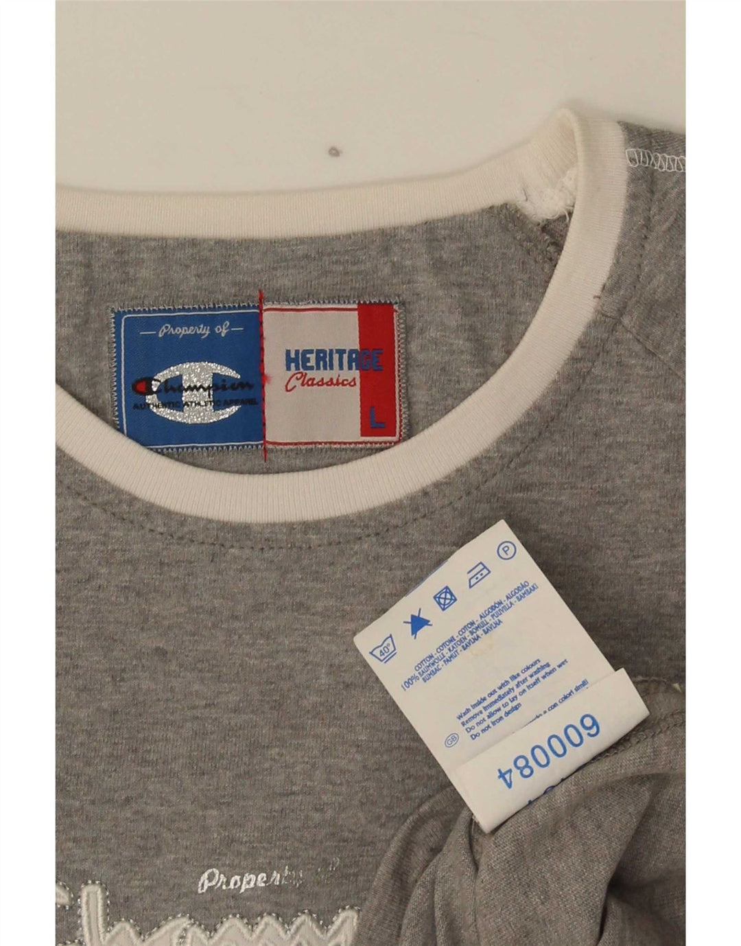 Champion Womens Heritage Classics Graphic Top manica lunga UK 14 Large Grigio