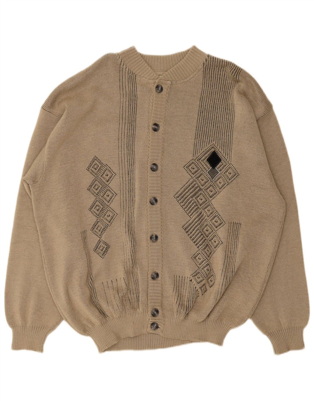 Maglione cardigan ampio da uomo Marc Rene IT 48 Beige medio geometrico