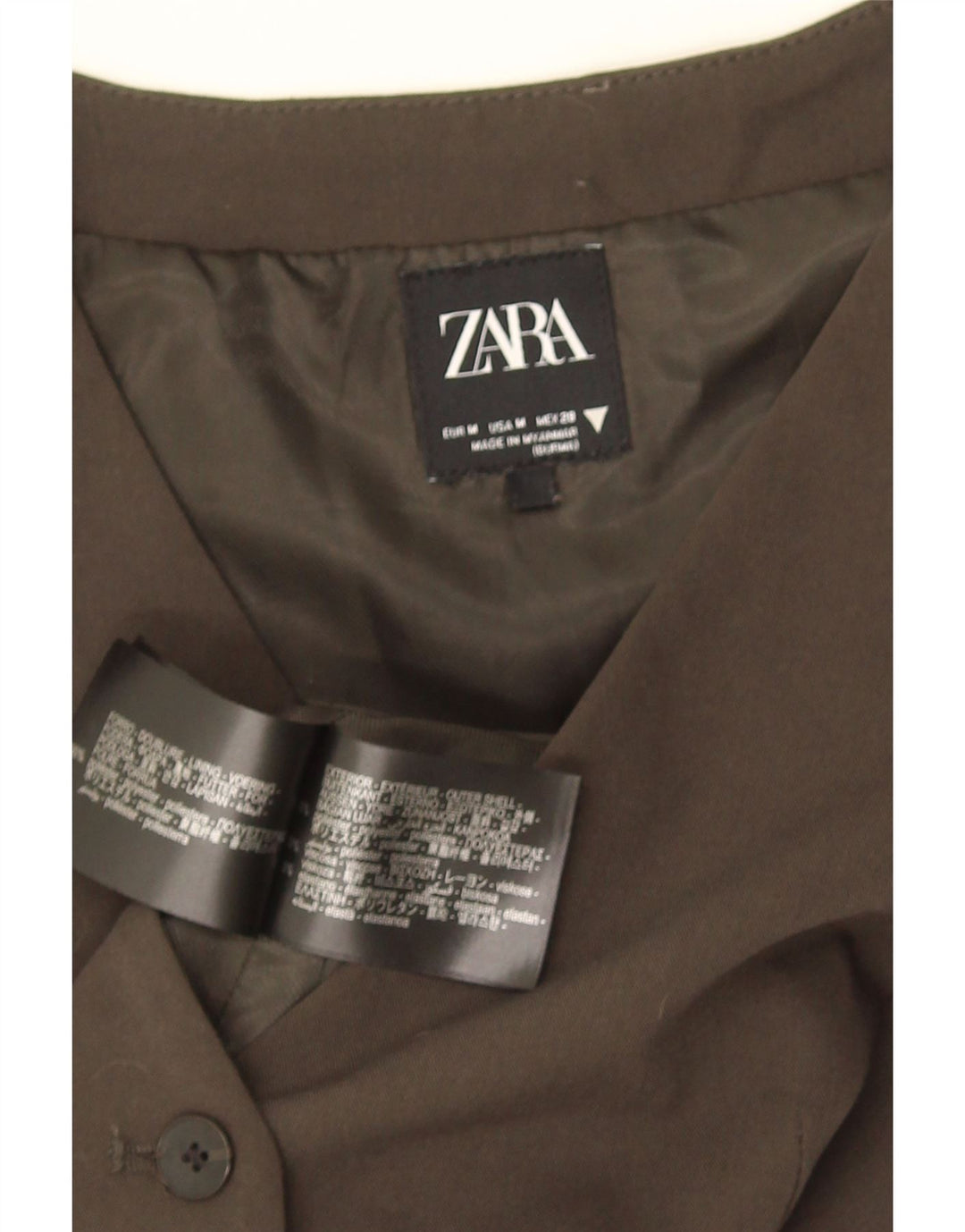 Gilet corto da donna Zara UK 12 poliestere kaki medio
