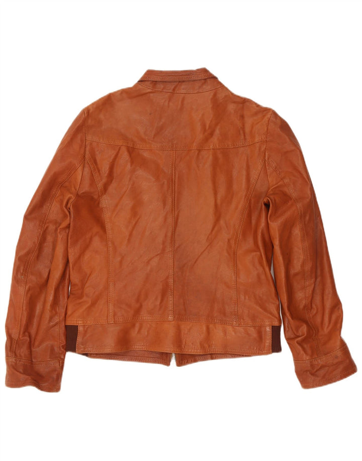 Giacca in pelle da donna vintage IT 46 grande in pelle marrone