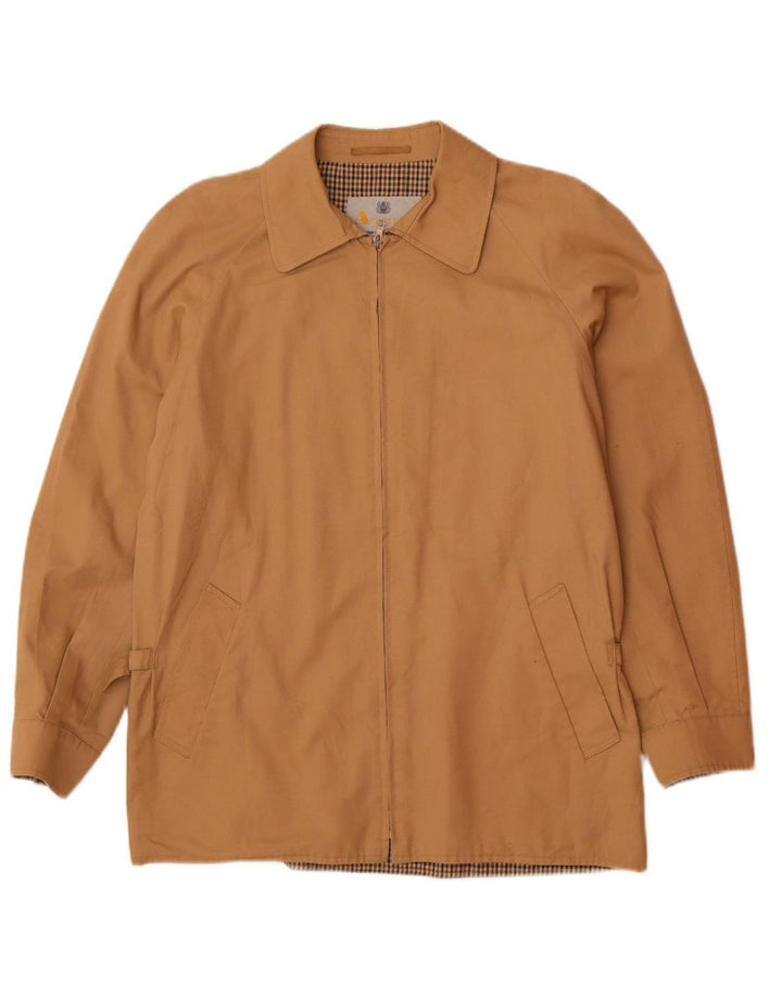 AQUASCUTUM Mens Bomber Jacket UK 40 Large Beige Cotton