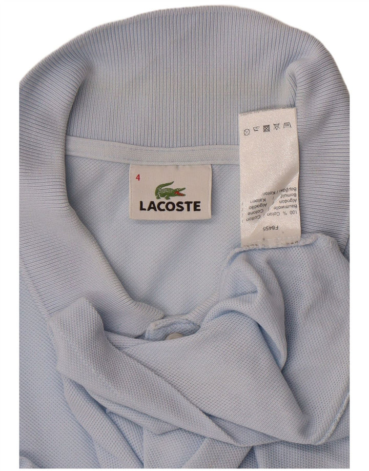 Polo LACOSTE da uomo a maniche lunghe taglia 4 in cotone blu medio