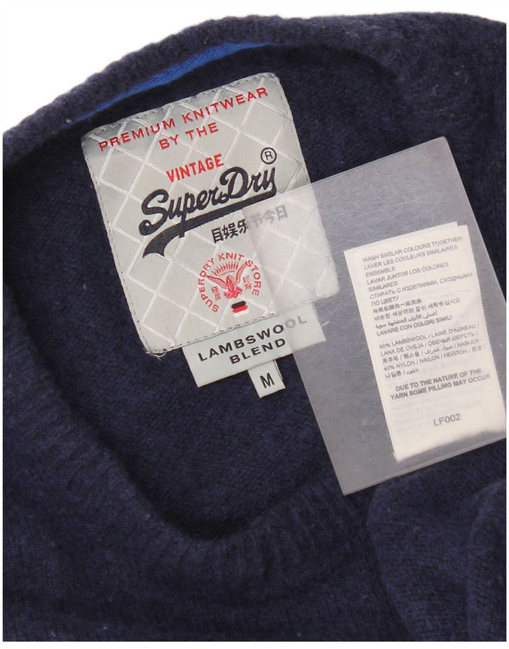 Maglione maglione girocollo da uomo Superdry in lana blu navy media