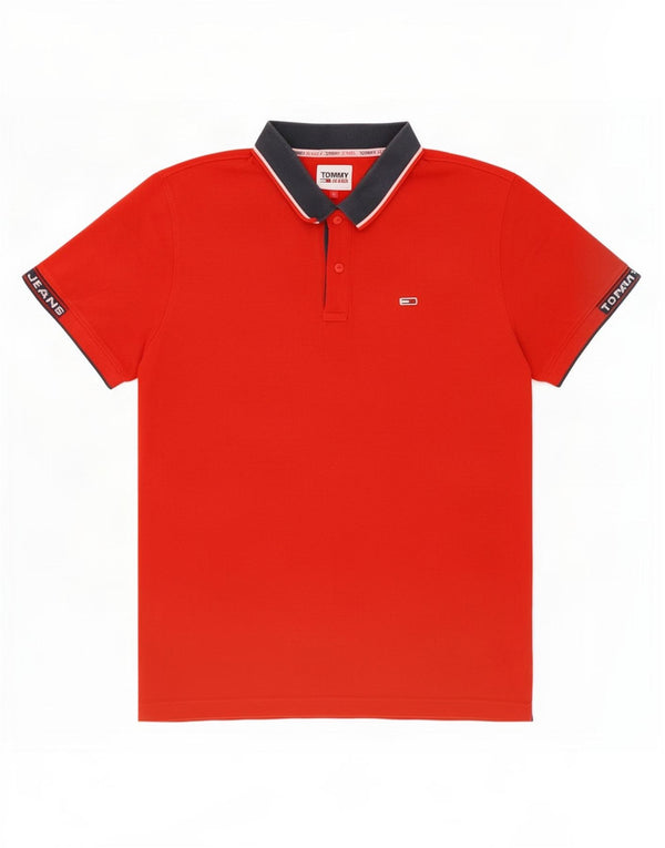 Tommy Hilfiger Mens Rugby Polo Shirt XL Red Cotton