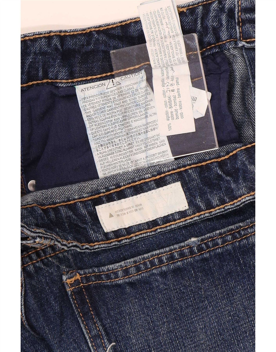 Jeans Zara da donna a gamba larga EU 40 medio W30 L29 cotone blu