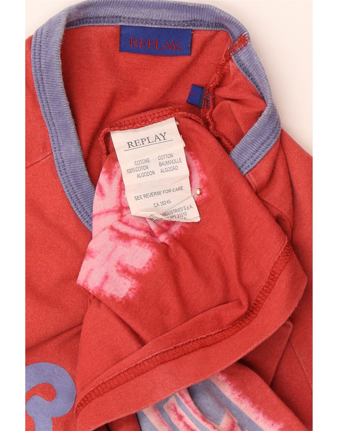 REPLAY T-shirt grafica da uomo Top grande in cotone rosso