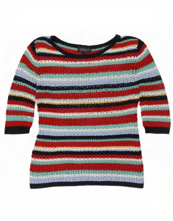 Topshop Maglione da donna con scollo a barchetta UK 10 Piccolo a righe multicolore
