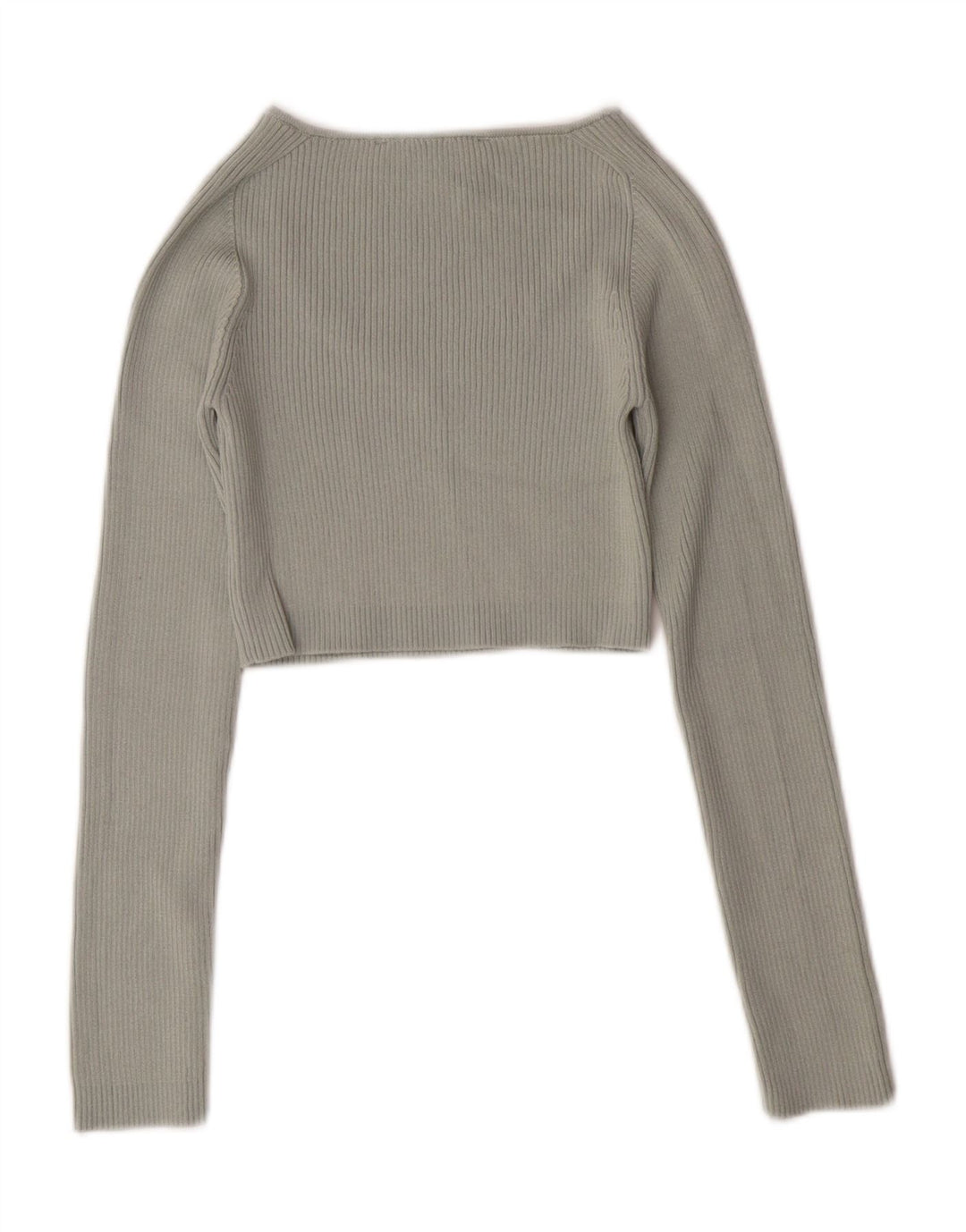 Maglione ZARA da donna corto con scollo a V UK 8 piccolo poliestere verde