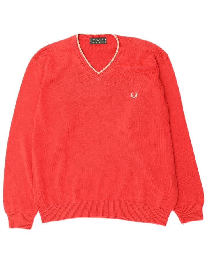 FRED PERRY Maglione da uomo con scollo a V in cotone rosso medio