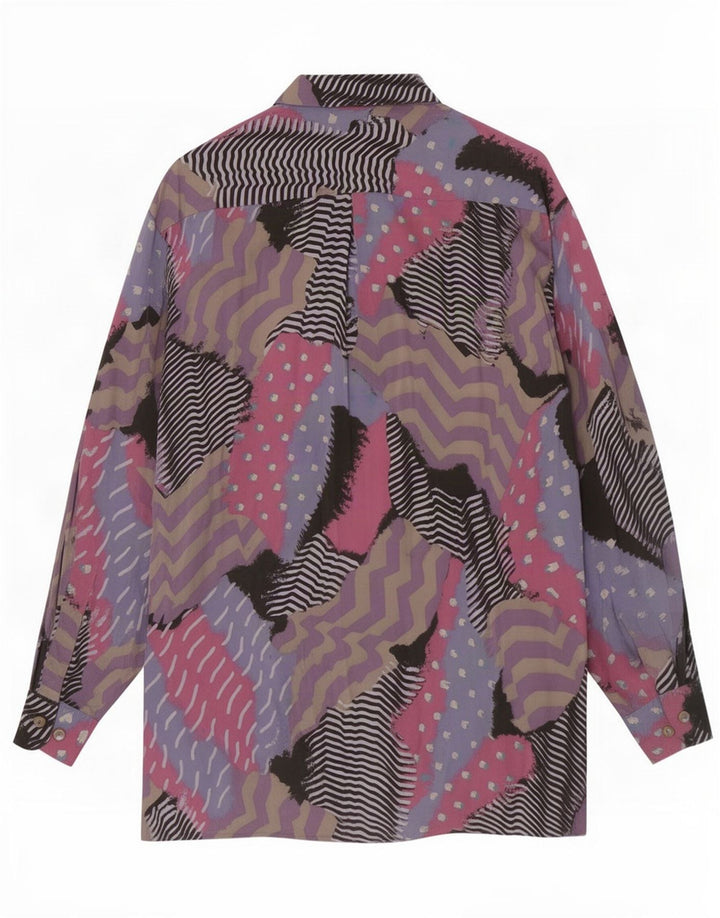 Camicia vintage da uomo con motivo astratto taglia 40 in viscosa multicolore media