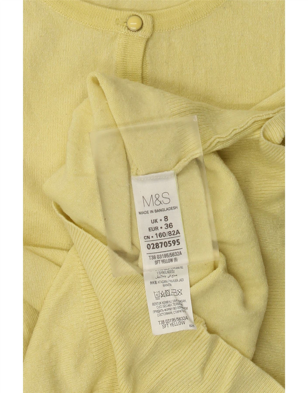Maglione cardigan da donna Marks & Spencer UK 8 piccolo viscosa gialla