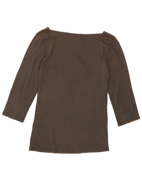 Top Zara da donna manica 3/4 UK 12 cotone marrone medio