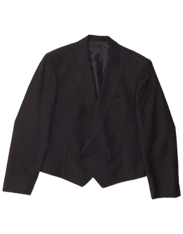 Giacca blazer doppiopetto da uomo Wilvorst UK 36 piccola a righe blu navy