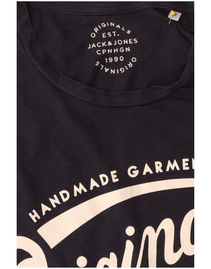 T-shirt grafica da uomo Jack & Jones Top in cotone blu navy medio