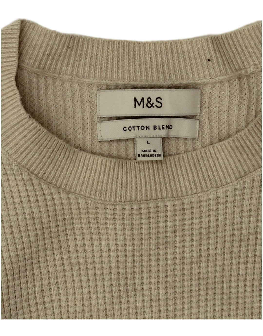 Maglione maglione girocollo da uomo Marks & Spencer grande poliestere beige