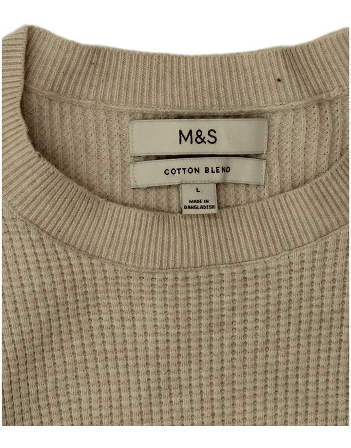 Maglione maglione girocollo da uomo Marks & Spencer grande poliestere beige