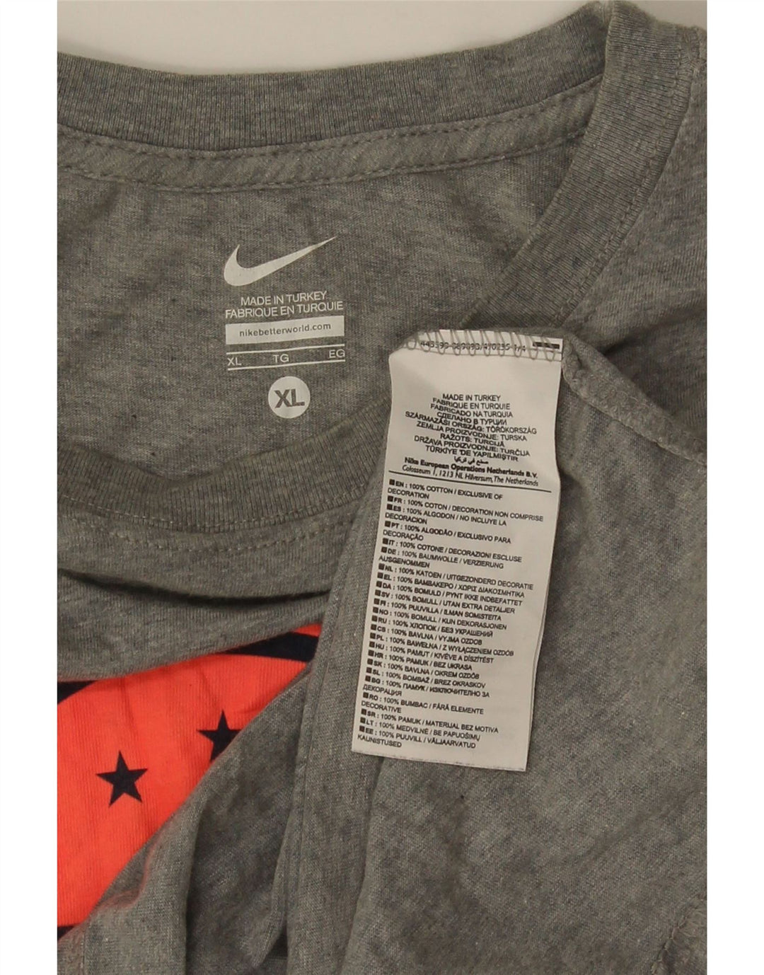 T-shirt grafica da uomo NIKE Top XL in cotone grigio