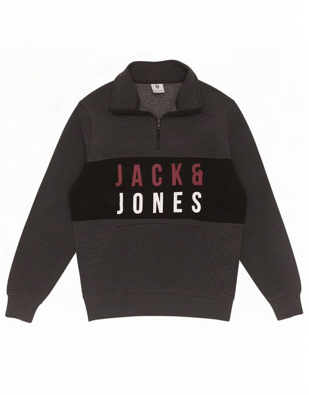 Jack & Jones Felpa con collo con zip Core da uomo Maglione grigio medio color block