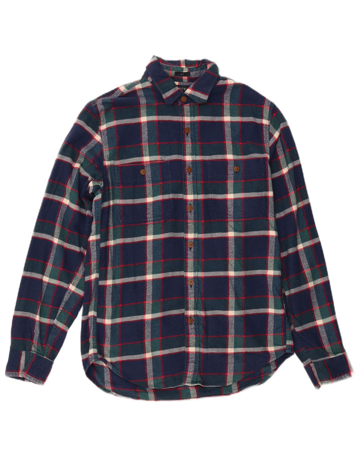 J. CREW Camicia slim in flanella da uomo piccola in cotone a quadri blu navy