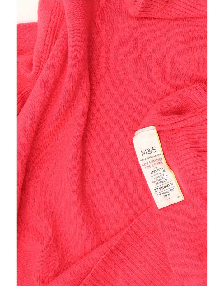 Maglione maglione a collo alto da donna Marks & Spencer UK 14 Acrilico rosa medio